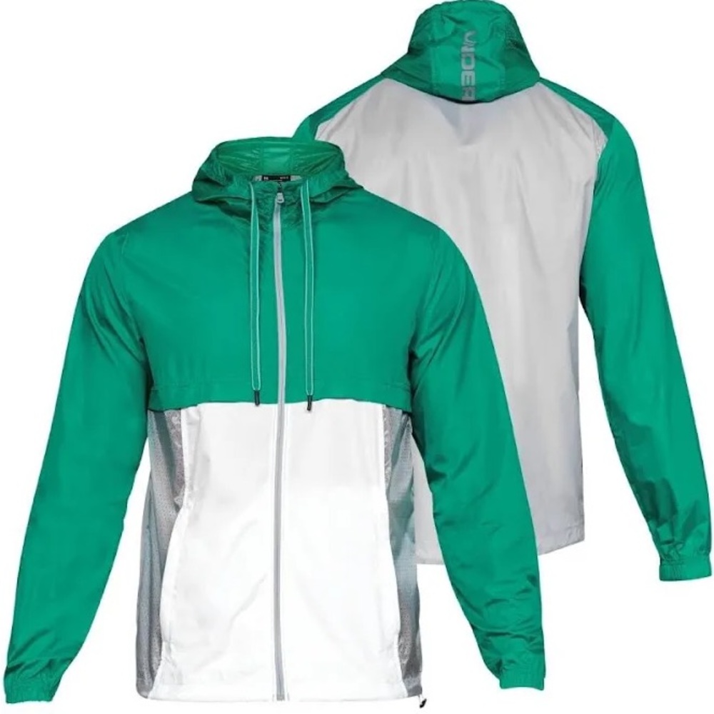 Under Armour Grey and Green Windbreaker Zip Up Jacket Size Small